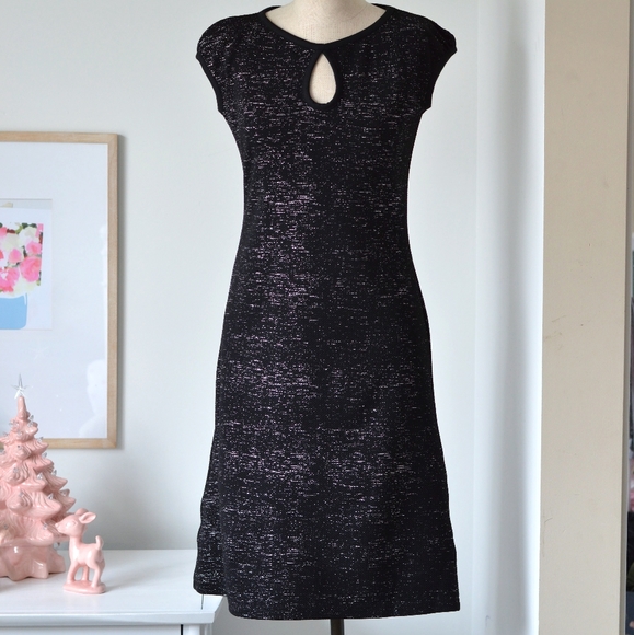 black sparkle sheath dress with front keyhole, small - Picture 12 of 12